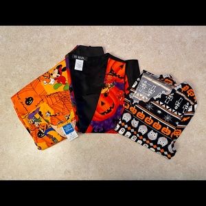 Halloween Bundle Disney Scrub Top L Pumpkin Vest M Long Sleeve Top M